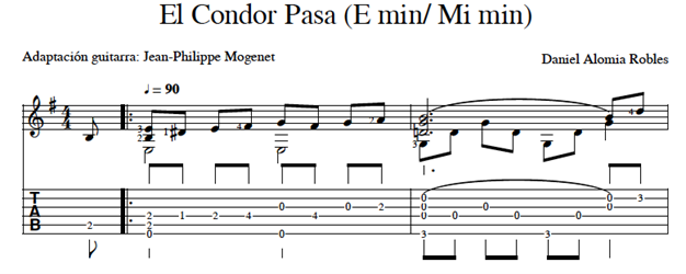 Figure 10 : « El Condor Pasa » (E min / Mi min), Daniel Alomia Robles