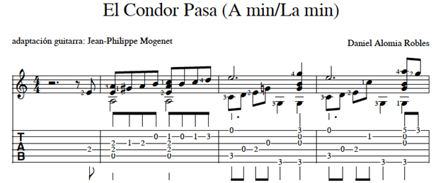 Figure 9 : « El Condor Pasa » (A min / La min), Daniel Alomia Robles